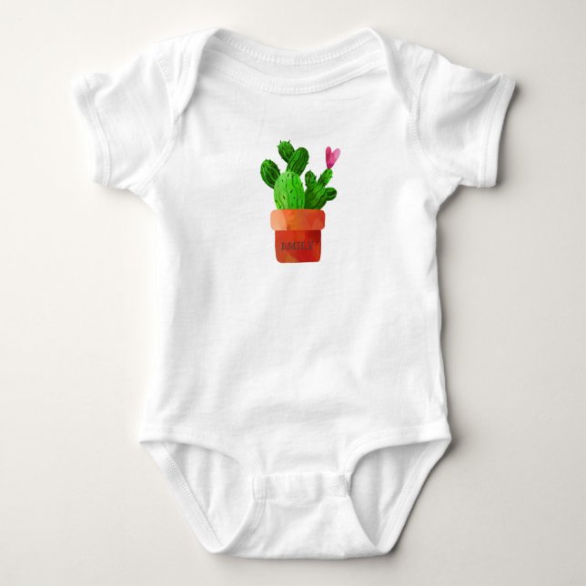 Cactus Heart Individuelle Name Niedlich Unisex Baby Strampler (Vorderseite)