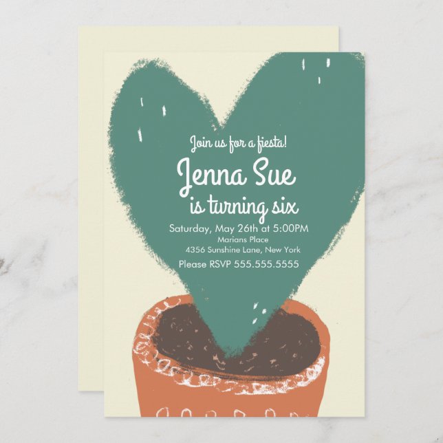 Cactus Heart Pflanze Fiesta Birthday (Vorne/Hinten)