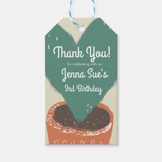 Cactus Heart Pflanze Fiesta Birthday Vielen Dank Geschenkanhänger (Vorderseite)