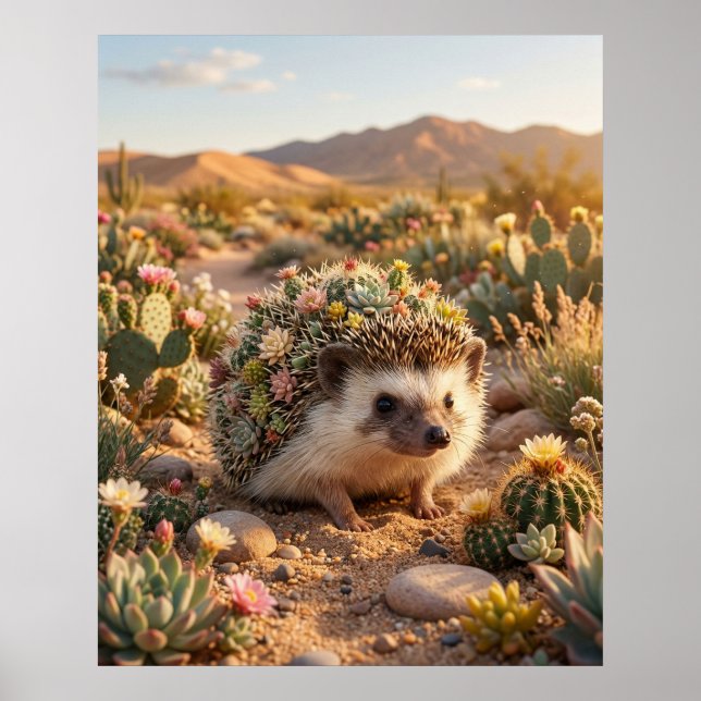 Cactus Hedgehog Desert Bloom Poster (Vorne)