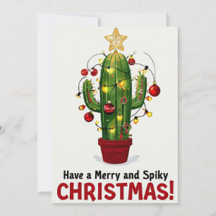 Cactus Holiday Card mit Ornamenten und Lichtern Feiertagskarte