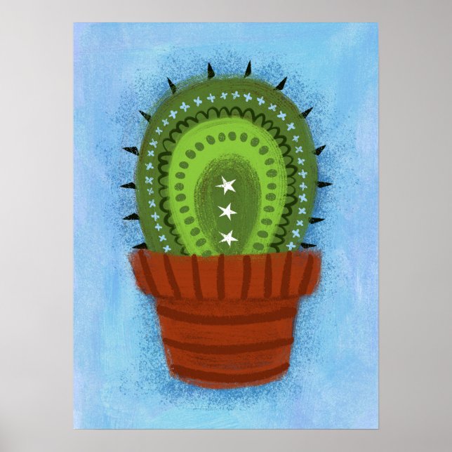 Cactus Houseplant Poster Wall Art (Vorne)