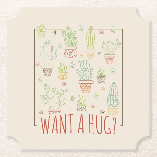Cactus Hug Paper Untersetzer (Vorderseite)