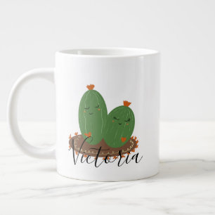 Cactus Hugging Doodle Name Giant Coffee Tasse