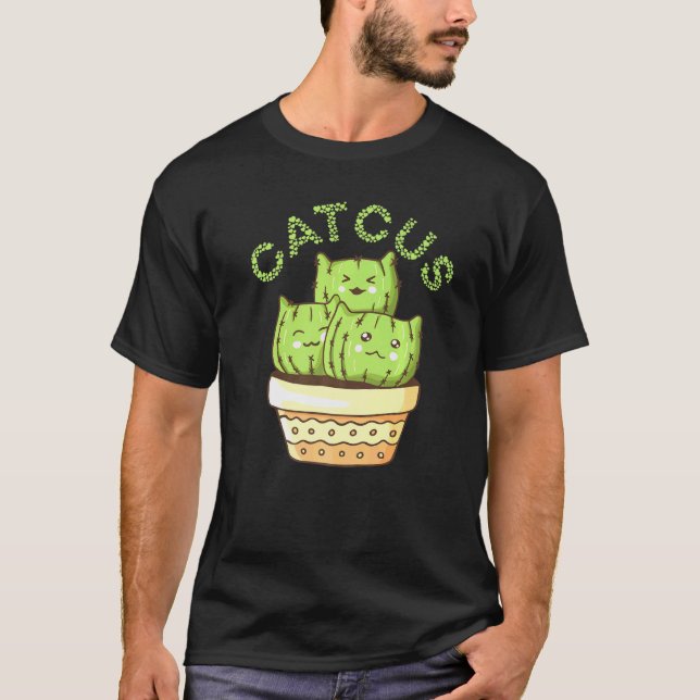 Cactus Kitty Catcus Succulent Saguaro Cat Pun T-Shirt (Vorderseite)