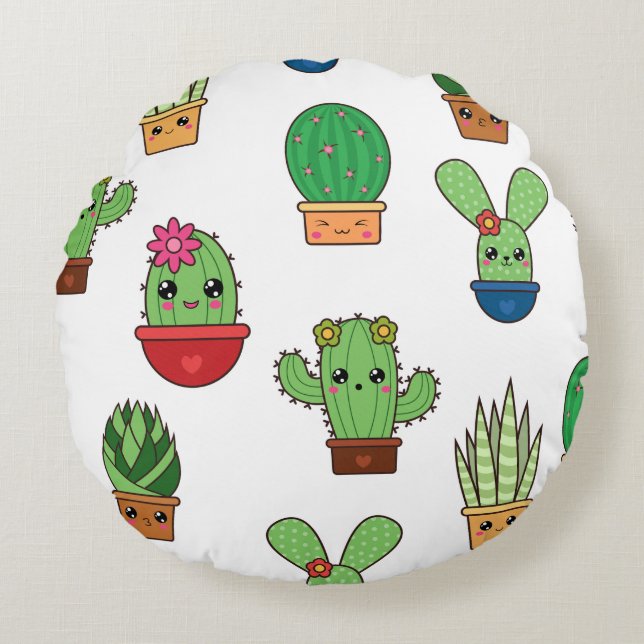 Cactus Krazy Rundes Kissen (Vorderseite)