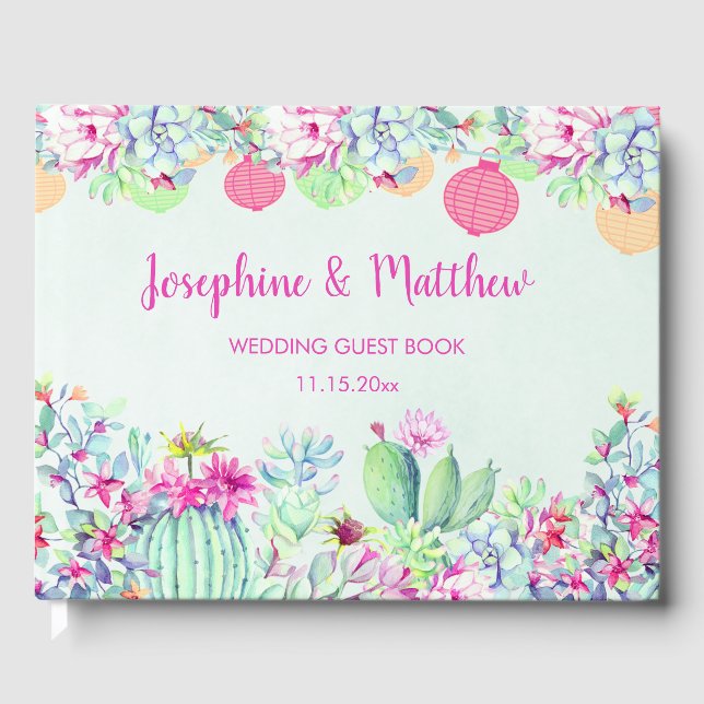 Cactus Lantern Fiesta Succulents Wedding Gästebuch (Vorderseite)