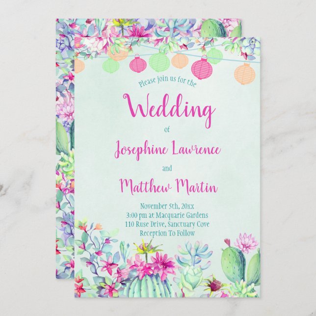 Cactus Lantern Fiesta Wedding Einladungen (Vorne/Hinten)