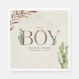 Cactus Leather Boy Baby Shower Serviette