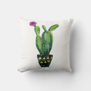 Cactus Lila Floral Watercolor Südwest Boho Kissen