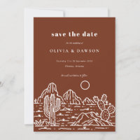 Cactus Line Art Desert Foto Save the Date