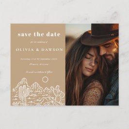 Cactus Line Art Desert Foto Save the Date Postkarte