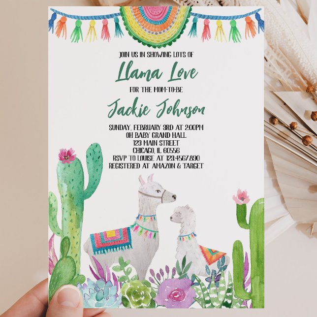Cactus Llama Baby Shower Einladung (Von Creator hochgeladen)