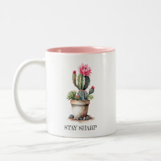 Cactus Lover Bleibe Sharp Elegante Wasserfarbe Zweifarbige Tasse