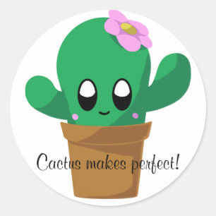Cactus macht perfekt rund Aufkleber