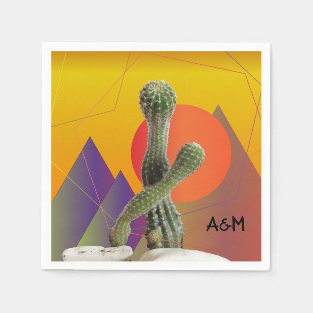 Cactus Monogram Napkins Serviette (Vorderseite)