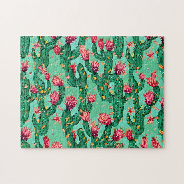 Cactus Muster 2 Bold und Beautiful Jigsaw Puzzle (Horizontal)