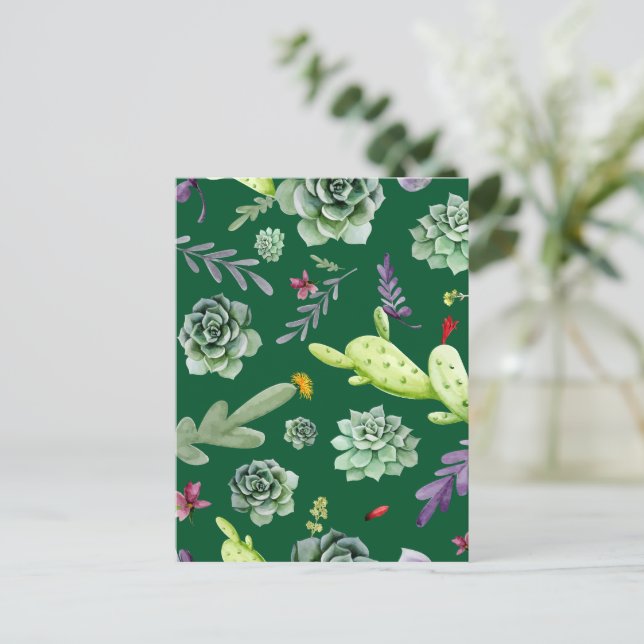 Cactus Muster 3 Feiertagspostkarte (Stehend Vorderseite)