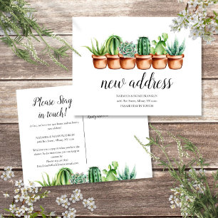 Cactus New Address we ve Moved House Announcement Ankündigungspostkarte