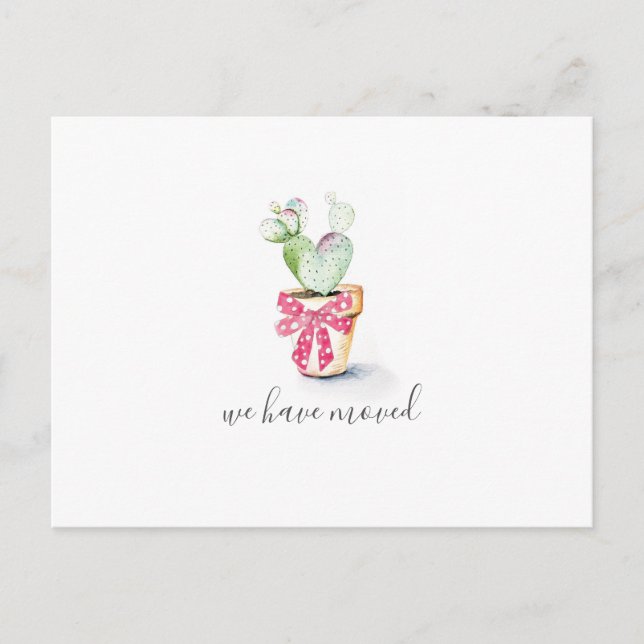 Cactus New Zuhause Holiday Moving Announcemet Postkarte (Vorderseite)