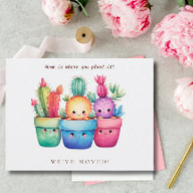 Cactus New Zuhause Moving Announcement Watercolor