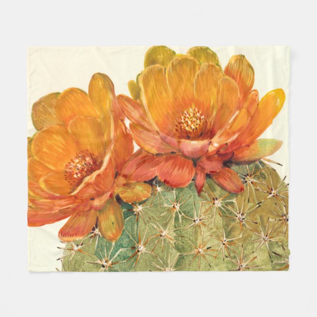 Cactus Orange Blossoms Fleecedecke (Vorderseite (Horizontal))