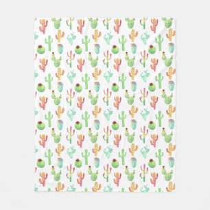 Cactus Pastel Wasserfarbmuster Fleecedecke