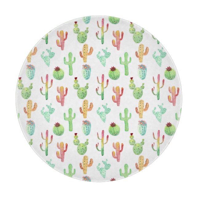 Cactus Pastel Wasserfarbmuster Schneidebrett (Vorderseite)