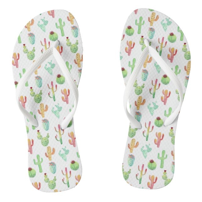 Cactus Pastel Watercolor-Muster Flip Flops (Fußbett)