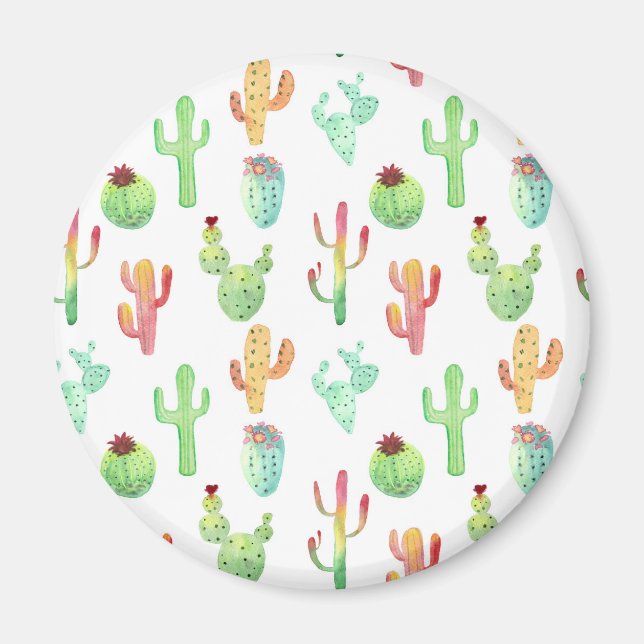 Cactus Pastel Watercolor-Muster Magnet (Vorne)