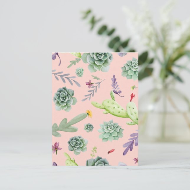 Cactus Pattern 8 Feiertagspostkarte (Stehend Vorderseite)