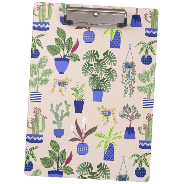 Cactus Pattern Blush Pink Klemmbrett (Houseplant cactus succulent blush pink clipboard)