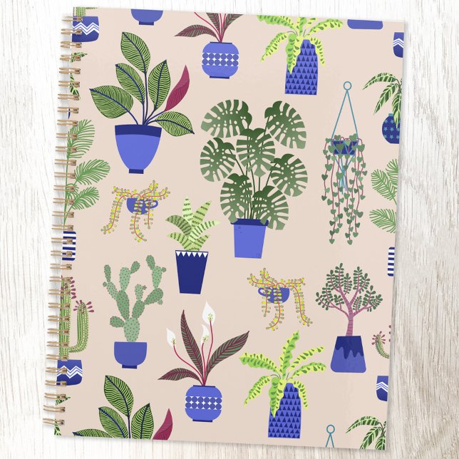 Cactus Pattern Blush Pink Planer (Cactus cacti succulent houseplant notebook planner)