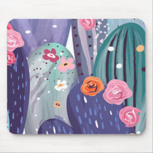 Cactus Pattern Colorful Watercolor Mousepad