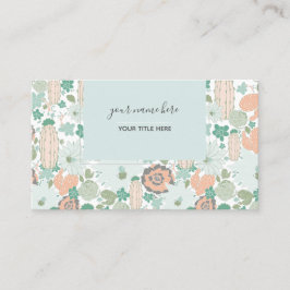 Cactus Pattern Coral Mint Green Visitenkarte