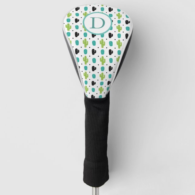Cactus pattern green cyan Blume Golf Headcover (Vorderseite)