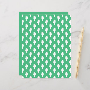 Cactus Pattern Green White Desert Saguaro Fun