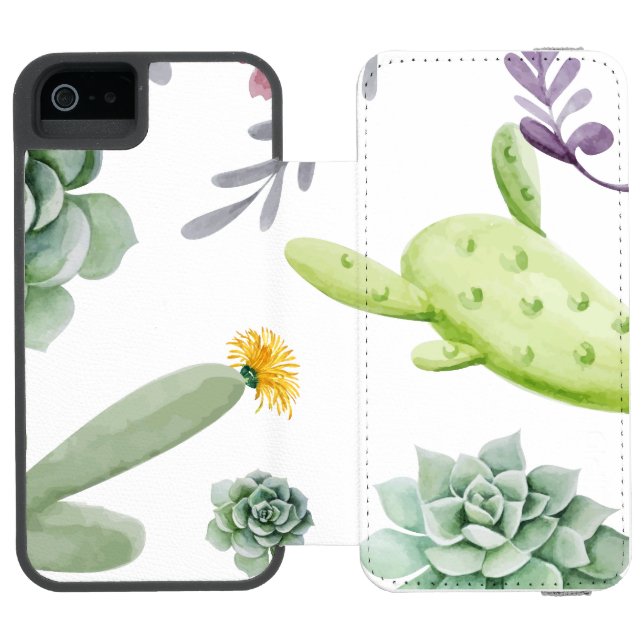 Cactus Pattern Incipio iPhone Geldbeutel-Hülle (Folio Geöffnet)