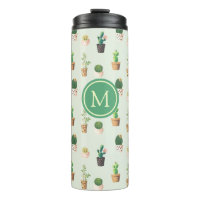 Cactus Pattern Mint Green Monogram