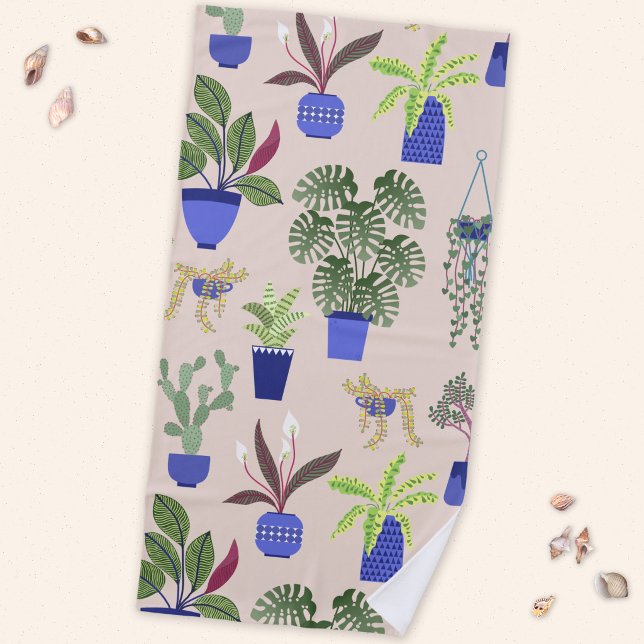 Cactus Pattern Pink Strandtuch (Cactus Succulent Houseplant beach towel)