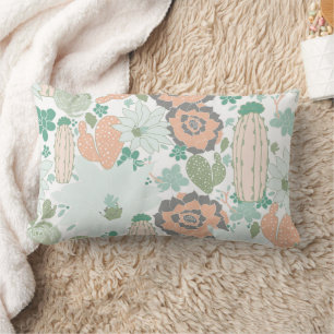 Cactus Pattern Print Niedlich Coral Minze Green Lendenkissen