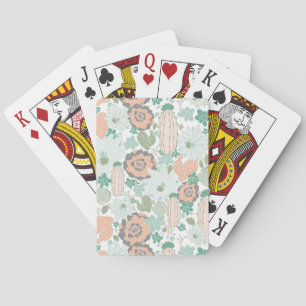 Cactus Pattern Print Niedlich Coral Minze Green Spielkarten