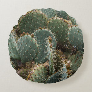 Cactus pattern: trendy Opuntia ficus-indica. Rundes Kissen
