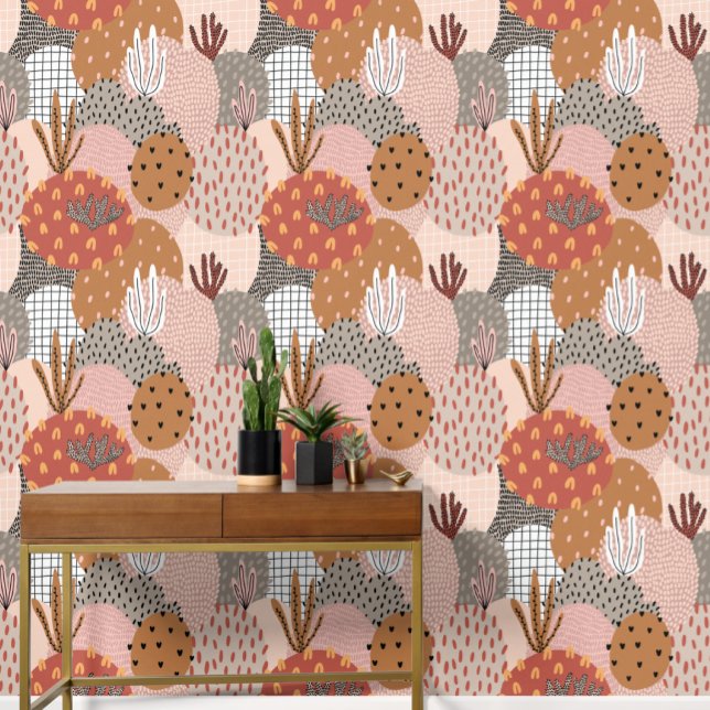 Cactus Pflanze Big Bold Abstrakt Pattern Tapete (Cactus Plant Big Bold Modern Abstract Pattern wallpaper from Ricaso. Ideal for any room)