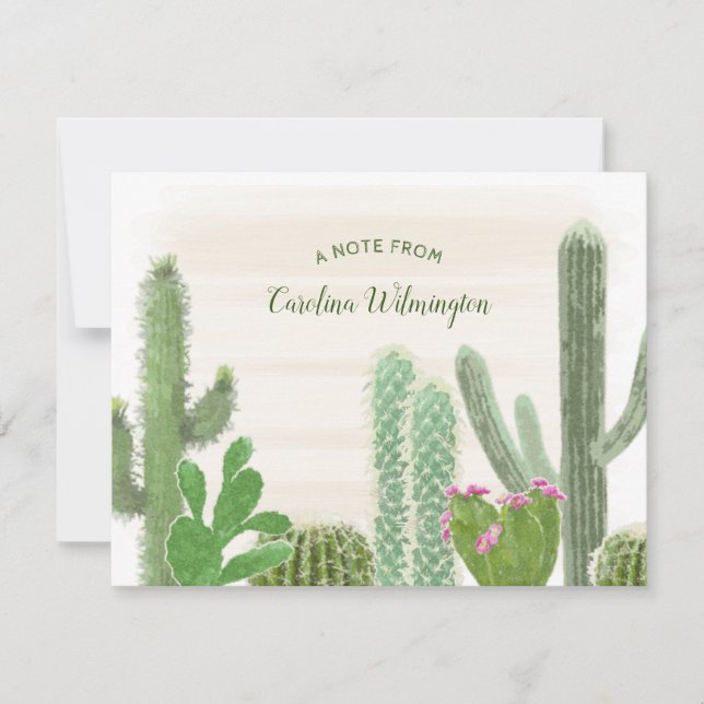 Cactus Pflanze Boho Wüste Watercolor Mitteilungskarte (Vorderseite)
