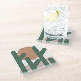 Cactus Pflanze Desert Boho Green Pink Glasuntersetzer