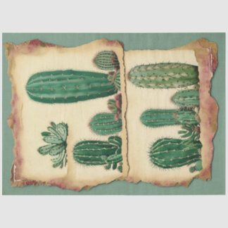 Cactus Pflanze Ephemera Collage Art Nr. 2 Seidenpapier
