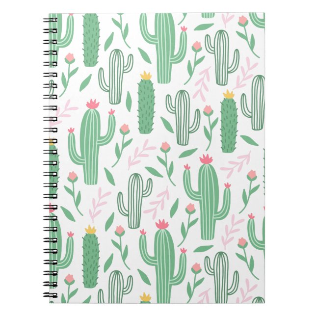 Cactus Pflanze Green Lila Pattern Notizblock (Vorderseite)