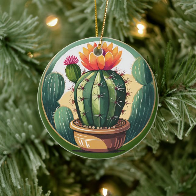 Cactus Pflanze Keramik Decorative verkleidete Glas Keramik Ornament (Baum)