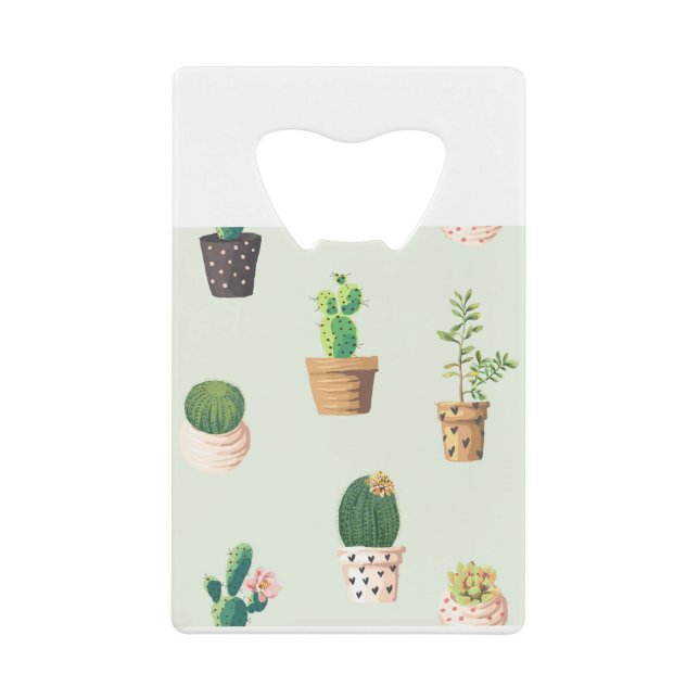 Cactus Pflanze Pots Blume Muster Niedlich Geldbeutel Flaschenöffner (Vorderseite)
